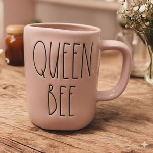 Rae Dunn "Queen Bee" Pale Pink Color Mug